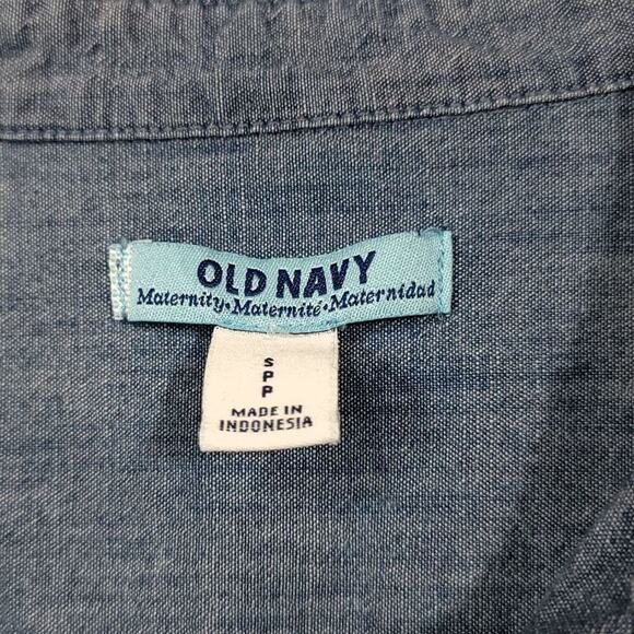 Old Navy MaternityShirt Denim Top Size Small Chambray Partial Button Down Women  - Picture 4 of 5